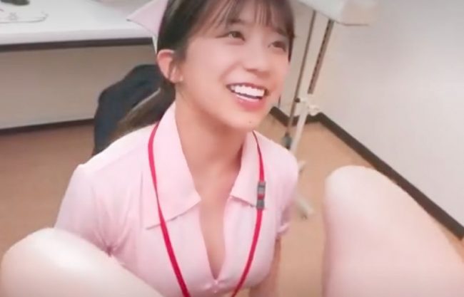 『バキューム治療＼ちんシャブ看護師』嬉しい～凄いデカマラ。白衣胸チラで誘っちまう美巨乳がナマ暖かいお口で射精管理。企画wwwwwww
