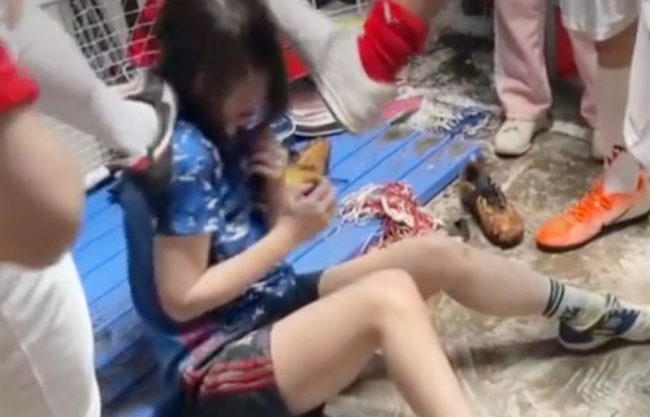 『グロ注意＼犯され…乙女』痛い踏みつけないで…完全に狂ったチ●コ共が尿入り食事までさせて子無亀を汚しちまう企画wwwwwwwww